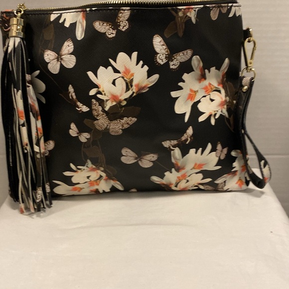 Kelly And Katie Black Floral Clutch Bag - Picture 4 of 4